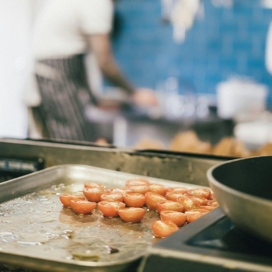 A commercial kitchen mid-service